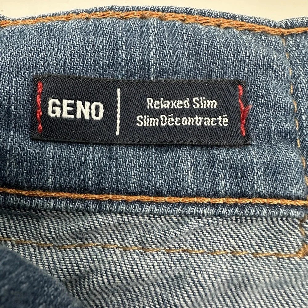 True Religion Geno Flap Relaxed Slim Jeans Mens 33x34 Distressed Blue Stretch